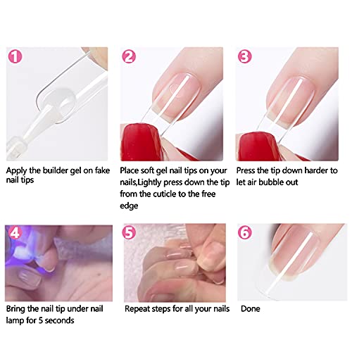 Medium Square Gel X Nail Tips Extension, 240PCS Clear Soft Gel Full Cover Nail Tips, M Square Press On False Nail Tips for Salons, and DIY Nail Art at Home (12 Sizes) - Image 7