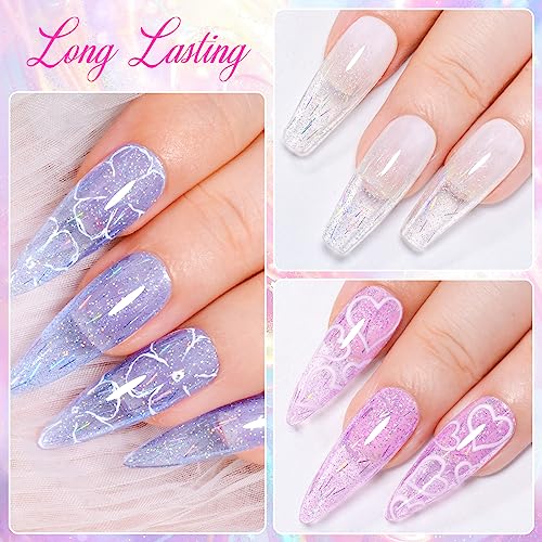 6-Color Holographic Glitter Gel Polish Set for DIY Nail Art - Shimmering Finish - Image 2