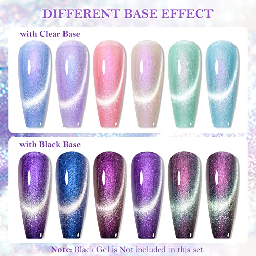 MEET ACROSS Cat Eye Gel Polish Mermaid Glitter Nail Polish Set Soak Off UV LED Light Magic Gel Nail Polish Kit Manicure Nail Art Gift Kit 6 Colors Free Magnet Stick (Mermaid Glitter) - Image 3