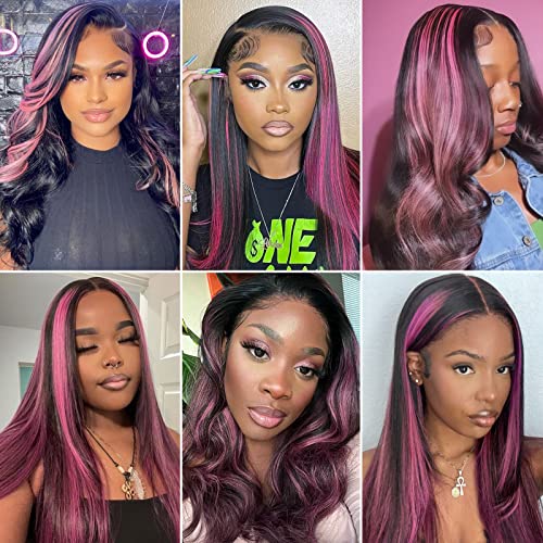 MEGALOOK 28 Inch Ombre Purple Body Wave Brazilian Virgin Human Hair Lace Front Wig 180% Density - Image 6