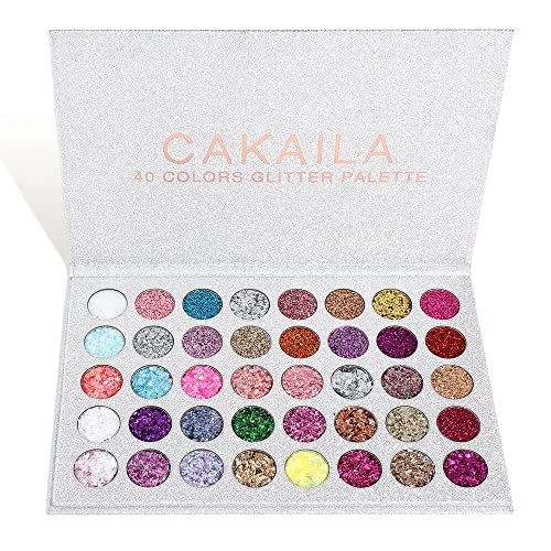 MEICOLY Glitter Eyeshadow Palette, 40 Colors Pressed Pigmented Mineral Ultra Shimmer Sequin Face Paint Glitter Palette, Self Glue Pallete Eye Shadow Make up Pallets for Women