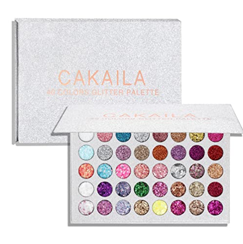 MEICOLY Glitter Eyeshadow Palette, 40 Colors Pressed Pigmented Mineral Ultra Shimmer Sequin Face Paint Glitter Palette, Self Glue Pallete Eye Shadow Make up Pallets for Women - Image 4