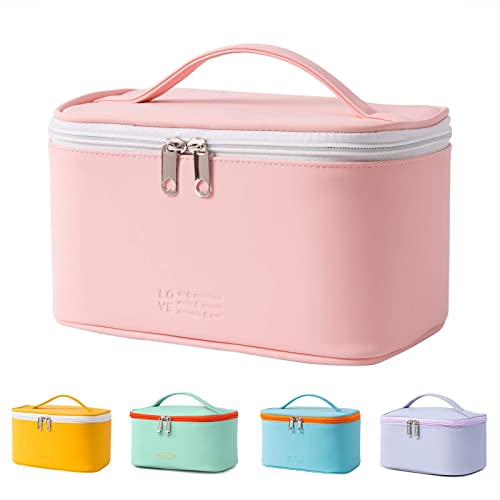 Meiyuuo Makeup Bag Cosmetic Bags Small for Women Ladies Zipper Pouch Makeup Organizer Waterproof Cute (Light Pink)