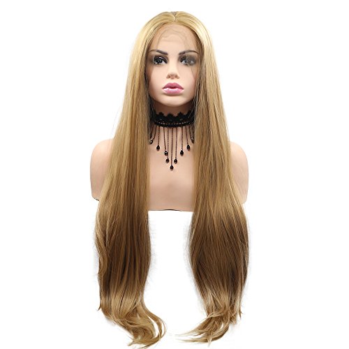 Melody Honey Blonde Wig Synthetic Blonde Lace Front Wigs Long Straight Hair Wig Heat Resistant Fiber Long Blonde Wigs