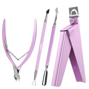 Melodysusie 4-in-1 Pink Acrylic Nail Clipper Set with Adjustable Stainless Steel Tools