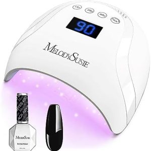 MelodySusie 48W UV LED Nail Lamp with 15ML Black Abyss Color Nails Soak Off UV LED Gel Polish