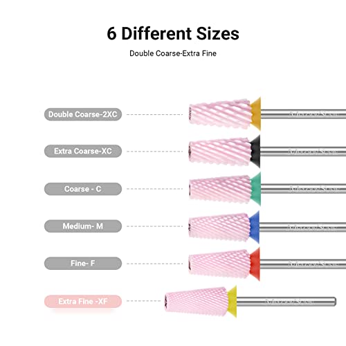 MelodySusie Ceramic Tapered Barrel Nail Drill Bits, 3/32'' Carbide Tungsten Bits, Suitable for Manicure Pedicure Cuticle Gel Polishing, Technicians Bits, Pink, Series Bit-S, Extra Fine - Image 3