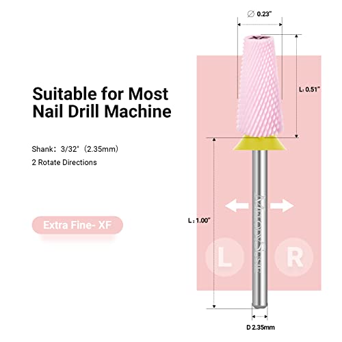 MelodySusie Ceramic Tapered Barrel Nail Drill Bits, 3/32'' Carbide Tungsten Bits, Suitable for Manicure Pedicure Cuticle Gel Polishing, Technicians Bits, Pink, Series Bit-S, Extra Fine - Image 5