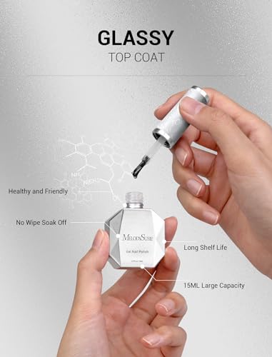 MelodySusie Gel Top Coat - 15ml No Wipe Top Coat with Lint Free Nail Wipes, 1050 PCS Absorbable Nail Polish Remover Pads - Image 3