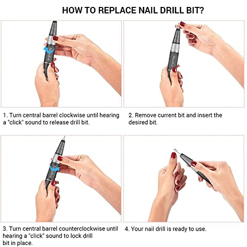 MelodySusie Professional Rechargeable 30000 RPM Nail Drill, Portable E-File with Long Life Battery, Electric Tool for Acrylic Nail Natural Extension Poly Nail Gel, High Speed, Low Heat - Image 7