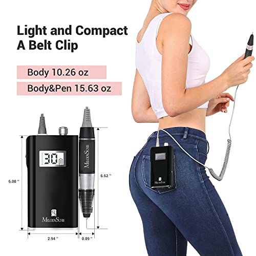 MelodySusie Professional Rechargeable 30000 RPM Nail Drill, Portable E-File with Long Life Battery, Electric Tool for Acrylic Nail Natural Extension Poly Nail Gel, High Speed, Low Heat - Image 6