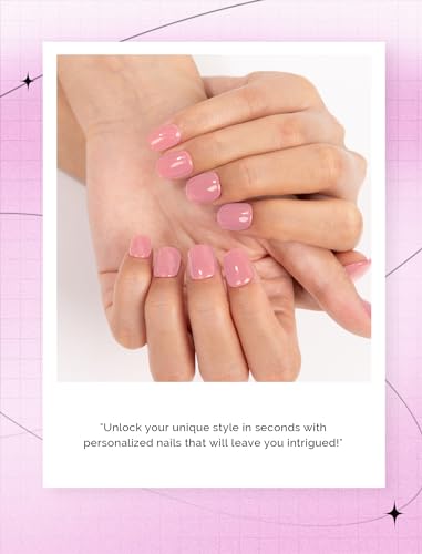 MelodySusie Semi Cured Gel Nail Strips, Rose Pink- Works with Any Nail Lamps, Salon-Quality, Long Lasting, Easy to Apply - Includes 30Pcs, Free 5D Stickers, 2 Prep Pads, Nail File & Wooden Stick - Image 2