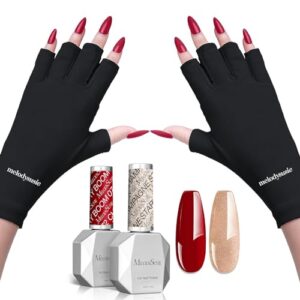 MelodySusie UV Gloves for Gel Nail Lamp and 15ML Thick Gel Polish Kit