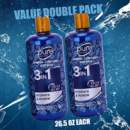 Men?s Paraben-Free 3-in-1 Shower Gel & Shampoo 2 Pack - Image 9