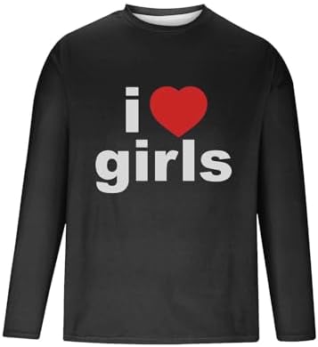 Men's Valentine's Day T-Shirt 2024 Daily Deals,T-Shirts for Mens Trendy Love Heart Printed Fashion Long Sleeve Tee Tops for - Image 5