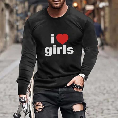 Men's Valentine's Day T-Shirt 2024 Daily Deals,T-Shirts for Mens Trendy Love Heart Printed Fashion Long Sleeve Tee Tops for - Image 2