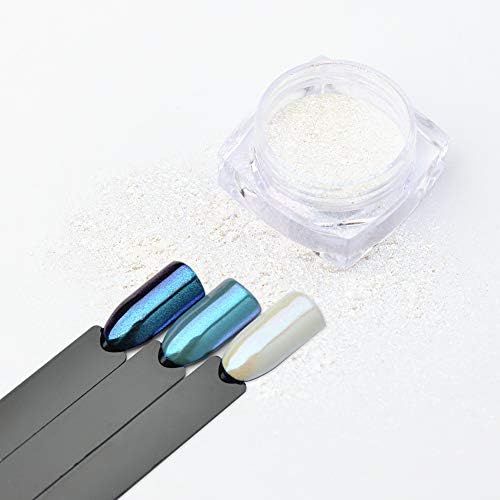 Mermaid Chrome Nail Powder, 2 Jars Neon Iridescent Chrome Powder Aurora Nail Powders Mermaid Pearl Magic Mirror Glitter Effect Pigment Powder Dust Manicure Tips with Sponge Applicators - Image 5