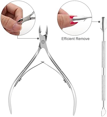 Metal Nail Cuticle Trimmer with Cuticle Pusher and Cutter, 2 Pcs Professional Cuticle Remover Tool Kit, Cuticle Cutter Set, Cuticle Nippers, Cuticle Clippers for Women, Manicure Pedicure Tool YLYL - Image 5