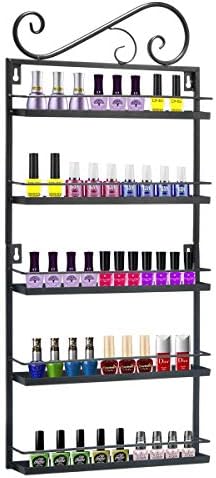Metal Wall-Mounted Nail Polish Storage Racks Nail Polish Organiser Wall Mounted Hanging Nail Polish Rack Metal European Style Round Arch Four Shelves Nail Polish Wall Display Rack Gold for Home Salon