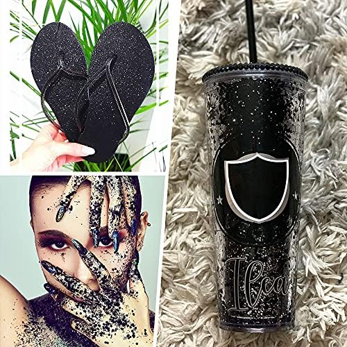 Metallic Black Glitter Powder, 150g Multi Purpose Dust Powder for Arts & Crafts, Ultra Fine Glitter for Nail Decoration Face Eye Body Hair and Festival Weddings Flowers (Metallic Black) - Image 5