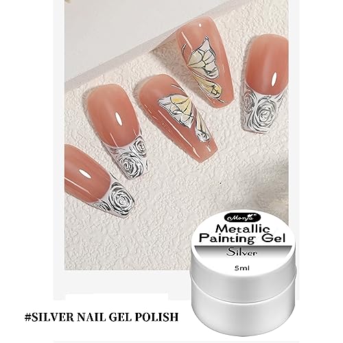 Metallic Painted UV Gel Nail Polish,3 Colors 3D Nail Art Creative Elastic Metallic Painted Glue Soak Off Nail Polish Home DIY Manicure Nail Salon Varnish Golden Silver Rose Golden - Image 2