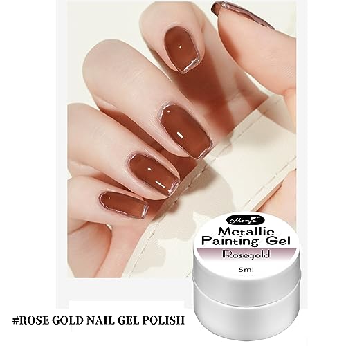 Metallic Painted UV Gel Nail Polish,3 Colors 3D Nail Art Creative Elastic Metallic Painted Glue Soak Off Nail Polish Home DIY Manicure Nail Salon Varnish Golden Silver Rose Golden - Image 4