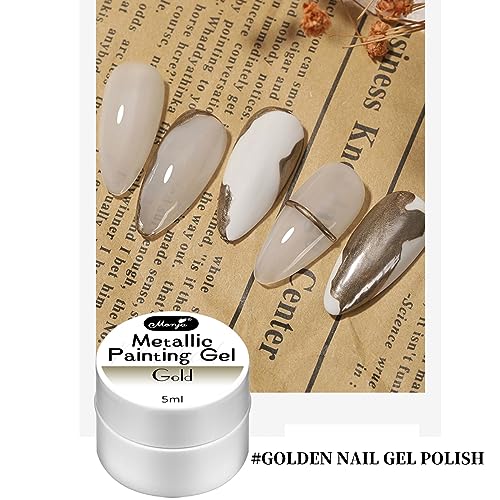 Metallic Painted UV Gel Nail Polish,3 Colors 3D Nail Art Creative Elastic Metallic Painted Glue Soak Off Nail Polish Home DIY Manicure Nail Salon Varnish Golden Silver Rose Golden - Image 3