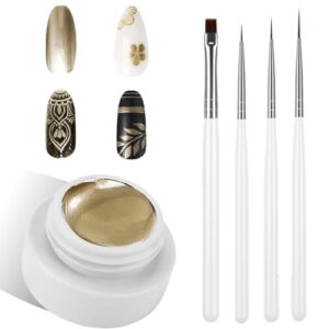 Metallic Painting Nail Polish Gel, Mirror Painting UV Gel Polish, 3D Gold Silver Nail Art Painting Liner, Chrome Gel Nail Polish Glossy UV/LED DIY Nail Manicure (Gold)