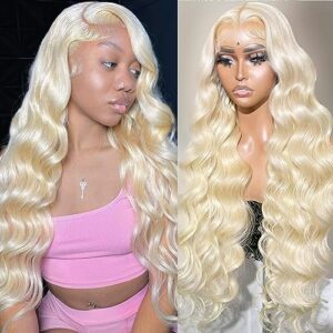 MFRMFR Aliaurora 613 Lace Front Wig Human Hair 13x4 Body Wave Lace Front Wigs Human Hair Pre Plucked with Baby Hair 150% Density Brazilian Wigs for Women（36 Inch, 613 13x4 Body Wave Wigs）