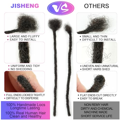 Micro Loc Extensions Human Hair Dreadlock Extensions for Men Women Kids 0.2 cm 8 Inch 100 Strands Dread Extensions Human Hair Locs Extensions Full Handmade Permanent Locs Natural Black - Image 7