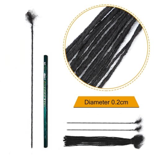 Micro Loc Extensions Human Hair Dreadlock Extensions for Men Women Kids 0.2 cm 8 Inch 100 Strands Dread Extensions Human Hair Locs Extensions Full Handmade Permanent Locs Natural Black - Image 3