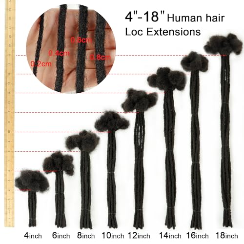 Micro Loc Extensions Human Hair Dreadlock Extensions for Men Women Kids 0.2 cm 8 Inch 100 Strands Dread Extensions Human Hair Locs Extensions Full Handmade Permanent Locs Natural Black - Image 5