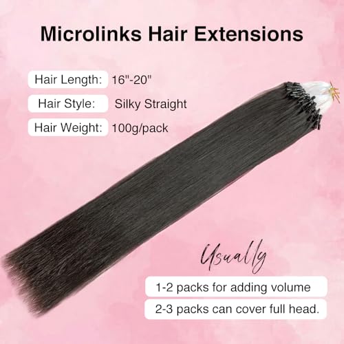 Micro Loop Hair Extensions Real Human Hair Naturally Blend Soft and Smooth Straight Micro Links Hair Extensions Human Hair 100 strands 18 Inches - Image 3