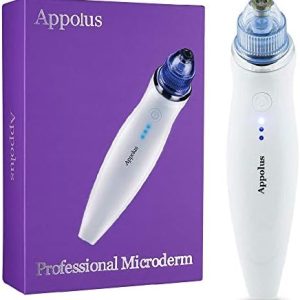 Microdermabrasion Machine - Appolus Premium Diamond Microdermabrasion Device for Flawless Glowing Skin - 2 Diamond Tips - 5 Heads - Blackhead Blemishes Remover-Pore Lines Wrinkles Sagging Minimizer