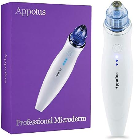 Microdermabrasion Machine - Appolus Premium Diamond Microdermabrasion Device for Flawless Glowing Skin - 2 Diamond Tips - 5 Heads - Blackhead Blemishes Remover-Pore Lines Wrinkles Sagging Minimizer