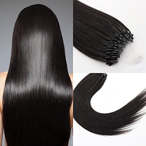 Microlink Human Hair Extensions 20 Inch 50 Strands 50g Color 1B Natural Black