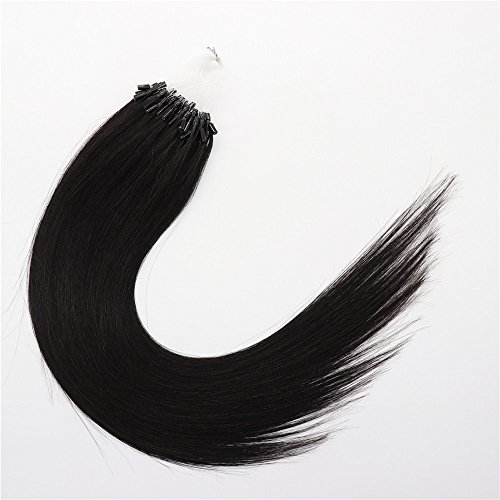 Microlink Human Hair Extensions 20 Inch 50 Strands 50g Color 1B Natural Black - Image 5