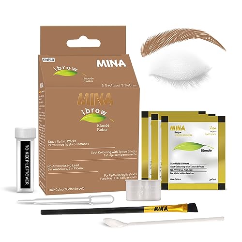 MINA ibrow Hair Color Pack & Coloring tint kit up to 6 week (Blonde + Brush)