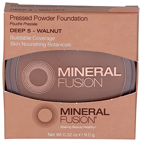 Mineral Fusion Pressed Powder Foundation, Deep 5 - Deep Skin w/Neutral Undertones, Age Defying Foundation Makeup with Matte Finish, Talc Free Face Powder, Hypoallergenic, Cruelty-Free, 0.32 Oz
