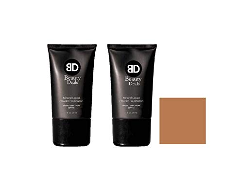 Mineral Liquid Powder Foundation Broad Spectrum SPF 15 Pack of 2 (Natural Tan)