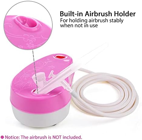 Pink Mini Portable Air Compressor Set for Makeup and Nail Art with Hose Holder - Image 8