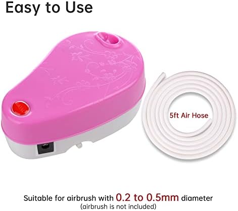 Pink Mini Portable Air Compressor Set for Makeup and Nail Art with Hose Holder - Image 3