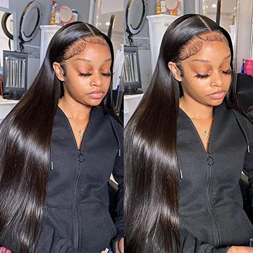 Miss Flower 30 inch Lace Front Wig Human Hair,180% Density Straight Lace Front Wigs Human Hair Pre Plucked,Real Full 13x4 HD Lace Frontal Wigs Brazilian Virgin Human Hair Wigs For Black Women