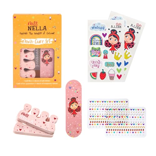 MISS NELLA NAIL KIT & NAIL POLISH- Accessories set for kids Nail Varnish- peel off nail polish, nail stickers, tattoos, nail filer & toe separators- all designed foe children hands & toes - Image 2