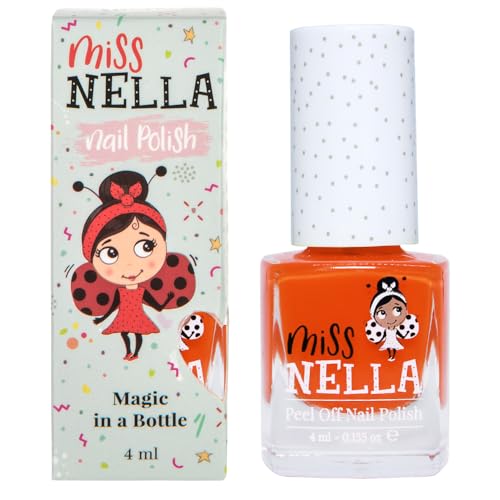 MISS NELLA POPPY FIELDS– Safe Special Orange Nail Polish for Kids, Non-Toxic & Odor Free Formula for Children and Toddlers, Natural Water Based for Easy Peel Off