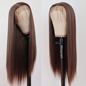 22 Inch Straight Glueless Heat Resistant Brown Lace Front Wig for Women