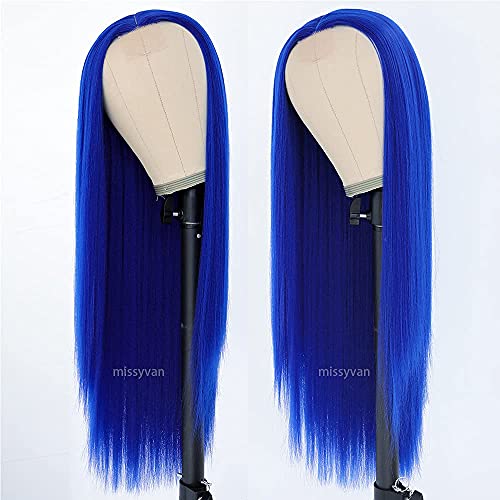 Missyvan Long Royal Blue Straight Heat Resistant Synthetic Wig for Women - Image 2