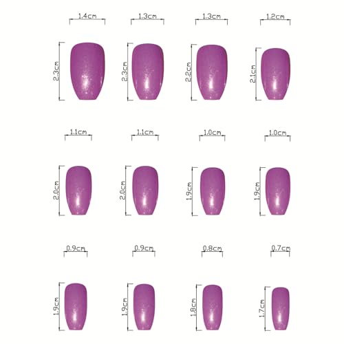 MISUD 24-Piece Medium Glossy Purple Chrome Acrylic Coffin Ballerina Press-On Nails - Image 5