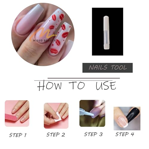 MISUD 24 Piece Pink White Ombre Long Coffin Press On Nails for Valentine's Day - Image 6