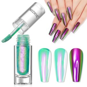 MIZHSE 10ml Iridescent Purple Chrome Nail Polish Quick Dry for Stunning Nail Art Manicure